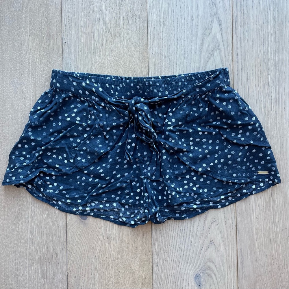 Roxy Polka Dot Bow Tie Front High Waisted Shorts